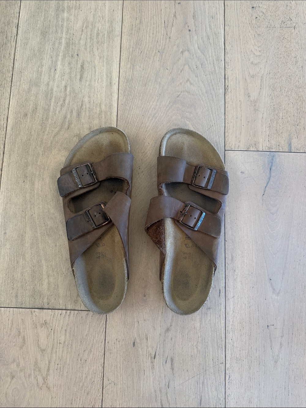 Birkenstock Brown Two-Buckle Slide Sandals